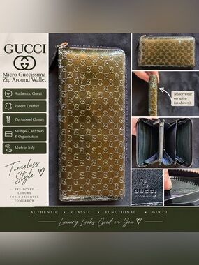 Gucci Microguccissima Metallic Zip Around Wallet 307987 with Bag